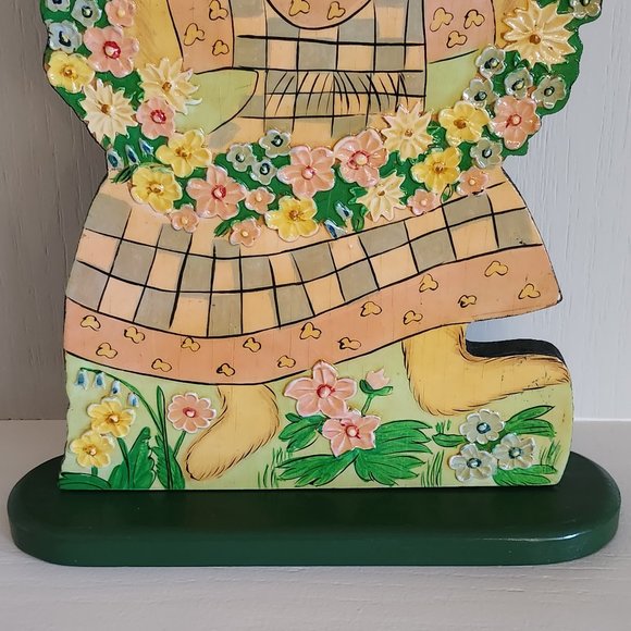Easter Decoration Vintage 1980s Freestanding Wood Table Ornament Easter Bunny - Picture 3 of 10